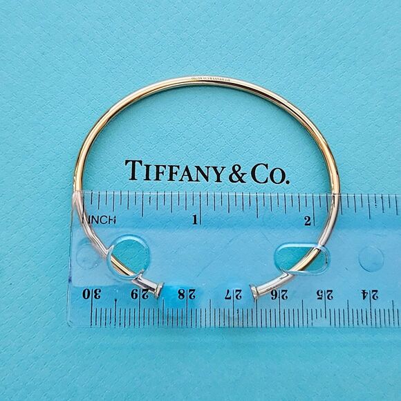 🧧SOLD🎋 Tiffany & Co. HardWear Ball Amazonite 18k Yellow Gold Cuff MEDIUM Bangle - Picture 4 of 6
